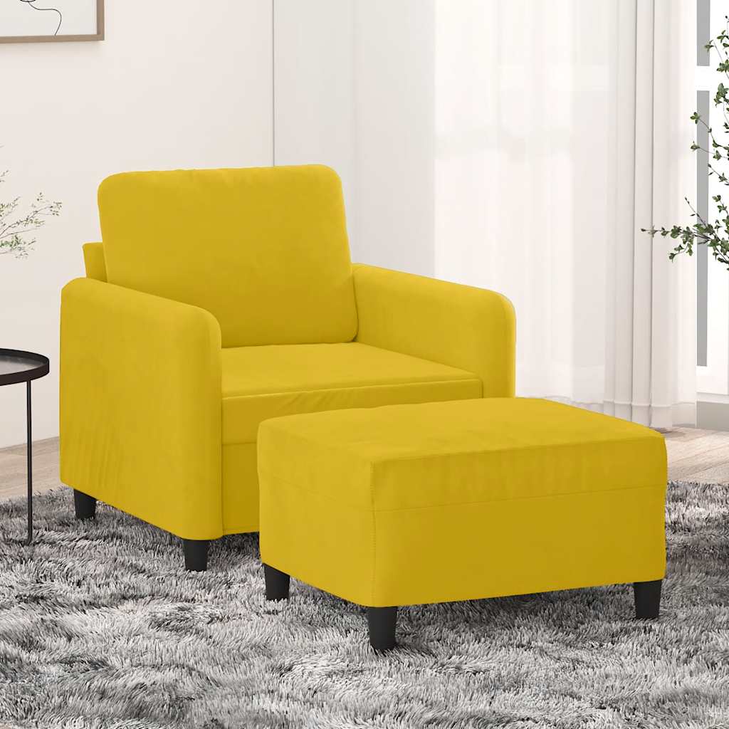 Poltrona con Poggiapiedi Giallo 60 cm in Velluto | homemem39
