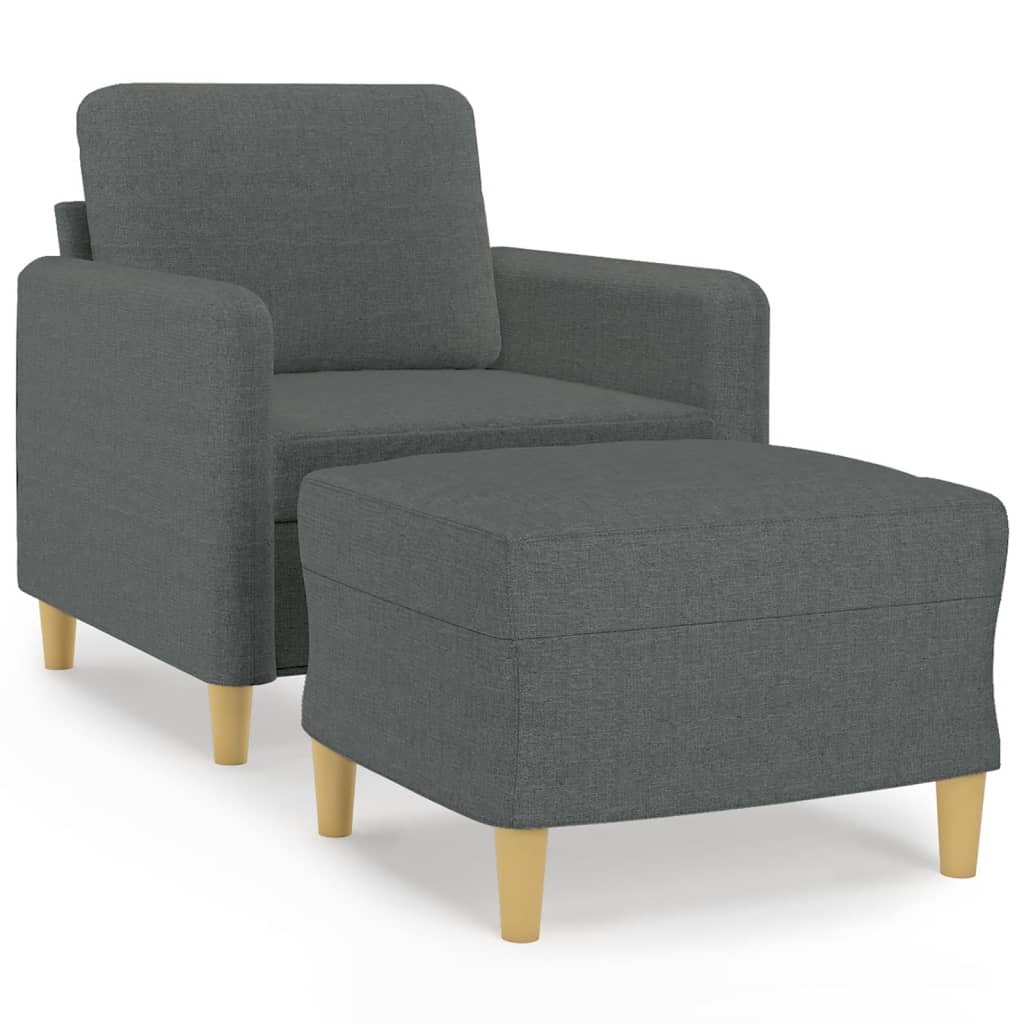 Poltrona con Poggiapiedi Grigio Scuro 60 cm in Tessuto | homemem39