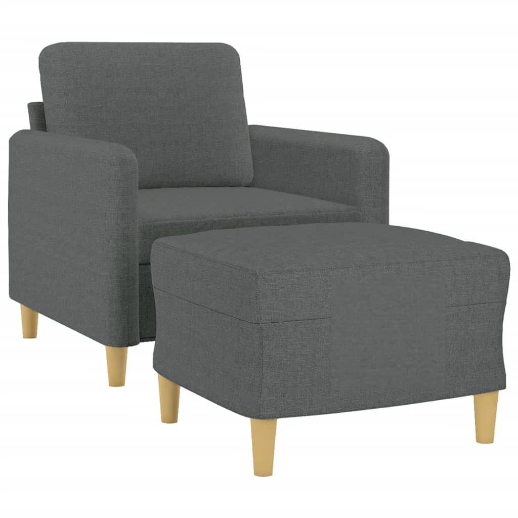 Poltrona con Poggiapiedi Grigio Scuro 60 cm in Tessuto | homemem39