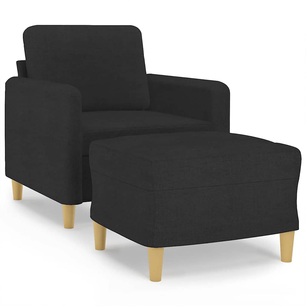 Poltrona con Poggiapiedi Nero 60 cm in Tessuto | homemem39