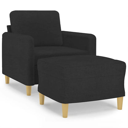 Poltrona con Poggiapiedi Nero 60 cm in Tessuto | homemem39