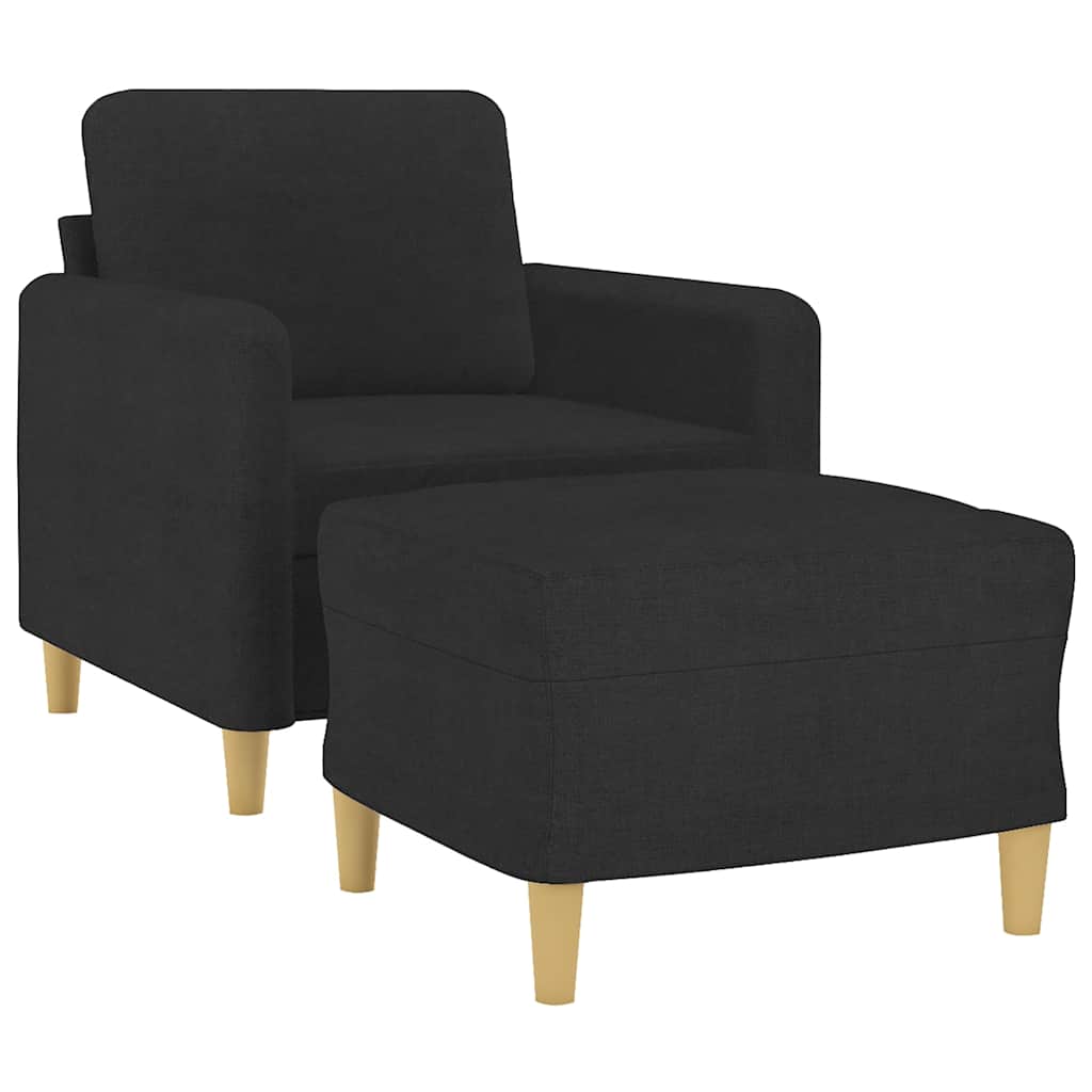 Poltrona con Poggiapiedi Nero 60 cm in Tessuto | homemem39