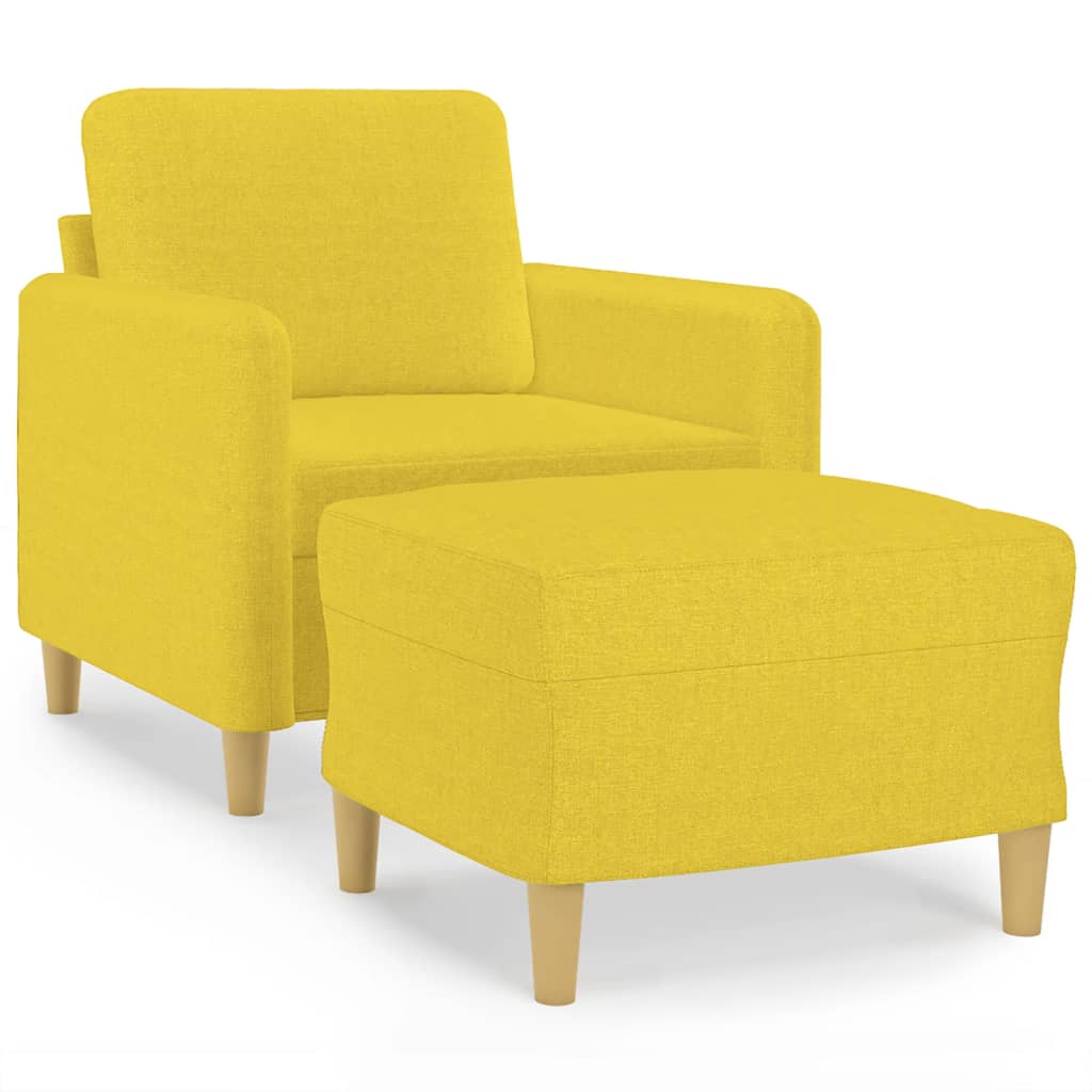 Poltrona con Poggiapiedi Giallo Chiaro 60 cm in Tessuto | homemem39