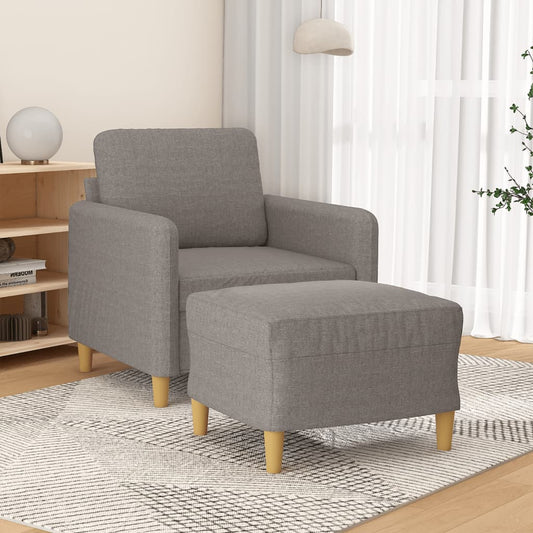 Poltrona con Poggiapiedi Tortora 60 cm in Tessuto | homemem39