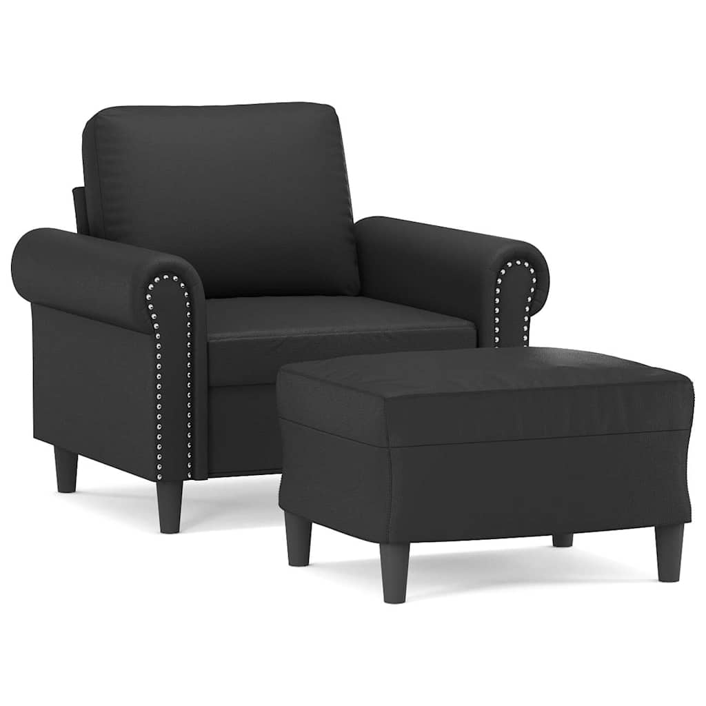 Poltrona con Poggiapiedi Nero 60 cm in Similpelle | homemem39