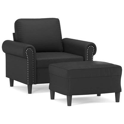 Poltrona con Poggiapiedi Nero 60 cm in Similpelle | homemem39
