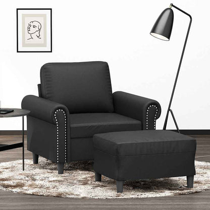 Poltrona con Poggiapiedi Nero 60 cm in Similpelle | homemem39