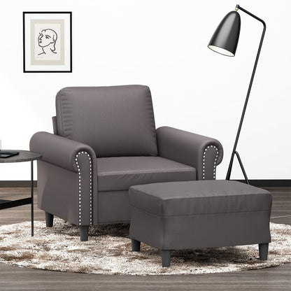 Poltrona con Poggiapiedi Grigio 60 cm in Similpelle | homemem39