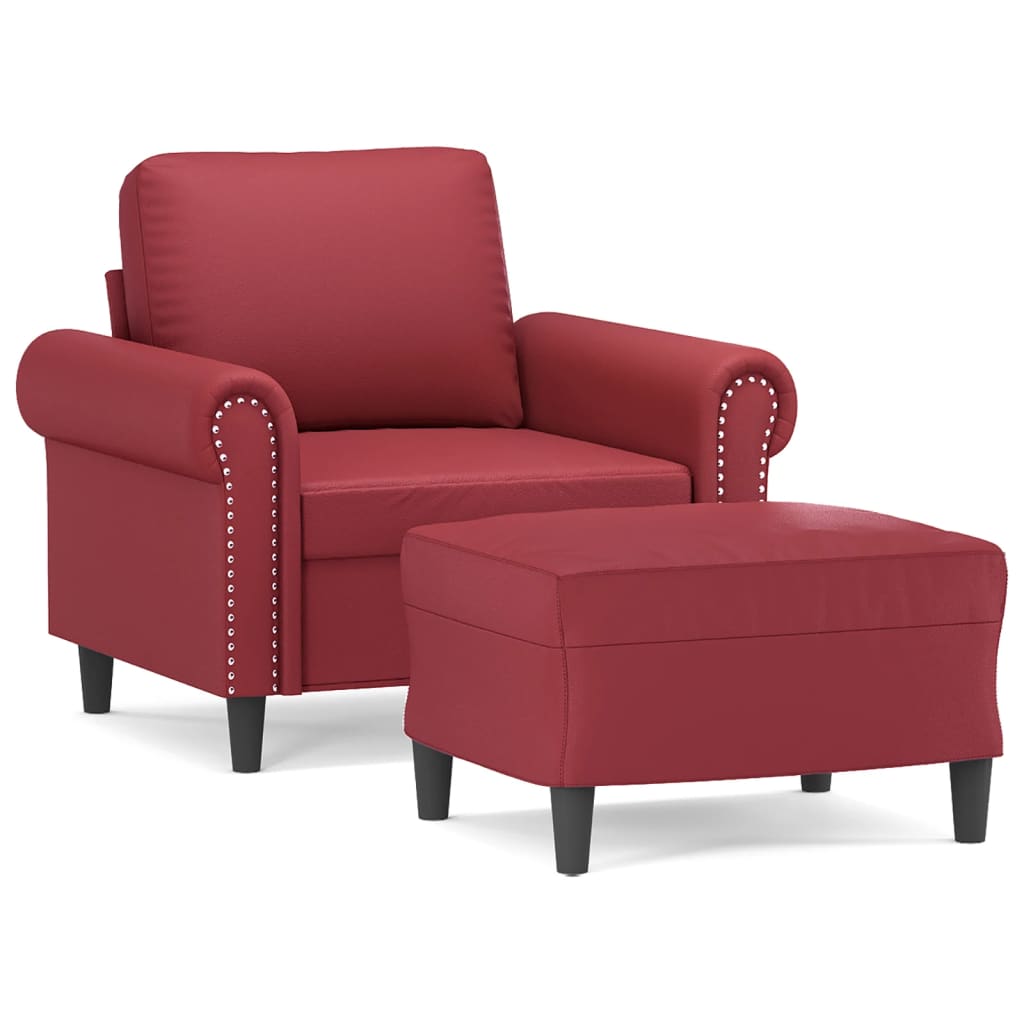 Poltrona con Poggiapiedi Rosso Vino 60 cm in Similpelle | homemem39