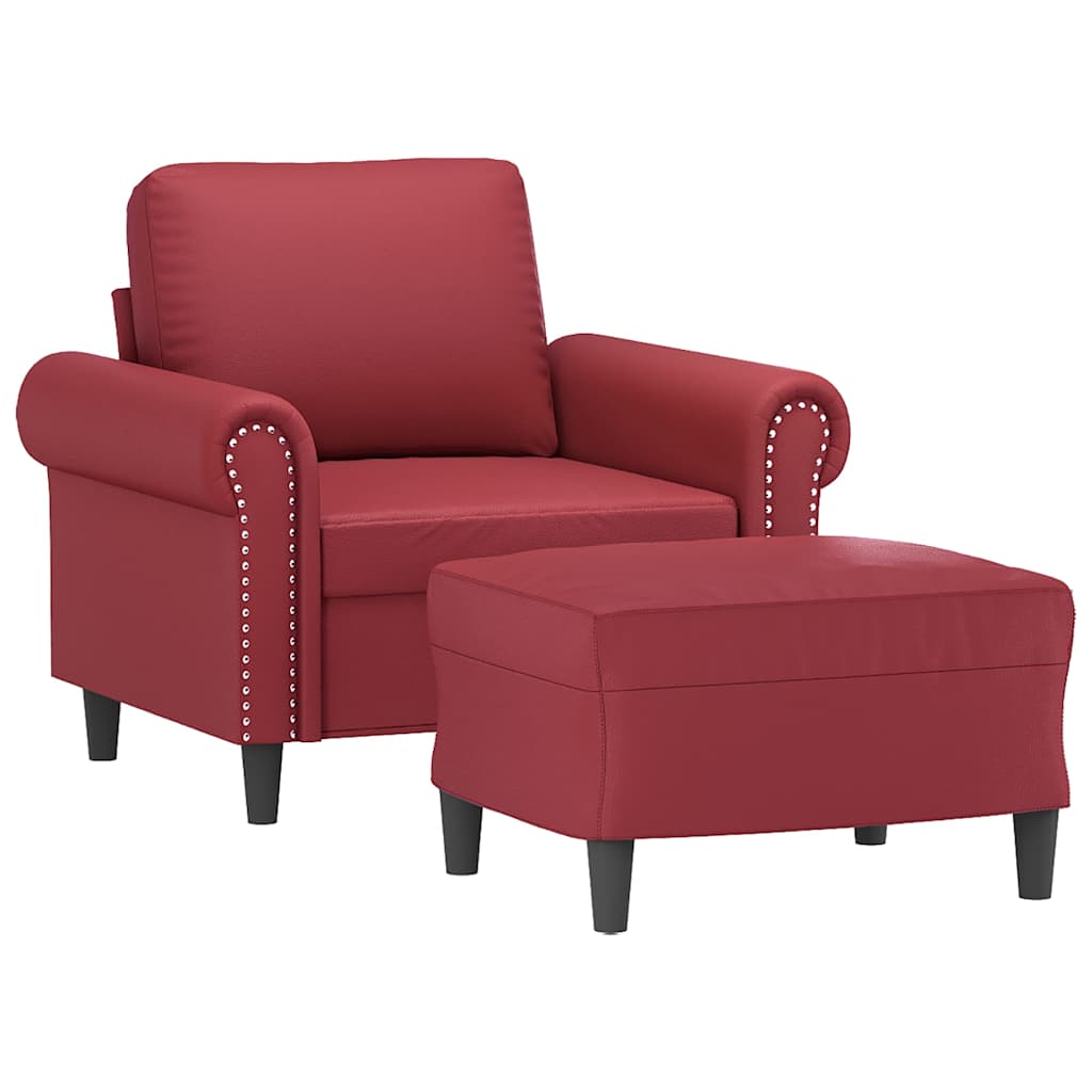 Poltrona con Poggiapiedi Rosso Vino 60 cm in Similpelle | homemem39