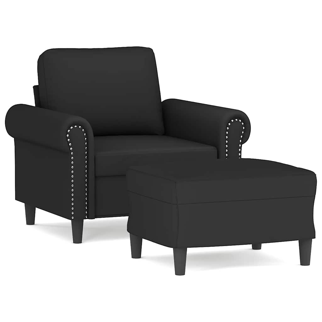Poltrona con Poggiapiedi Nero 60 cm in Velluto | homemem39
