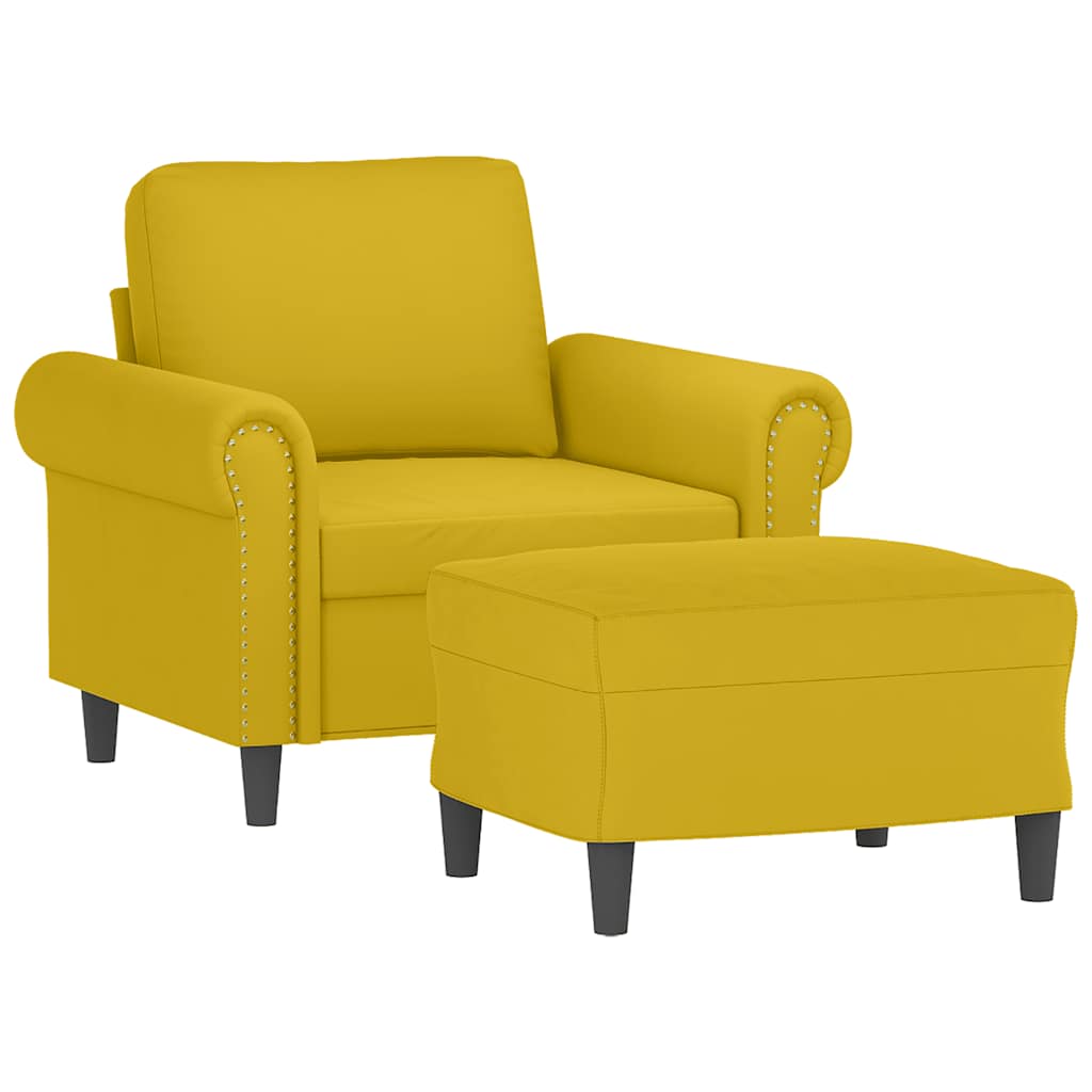 Poltrona con Poggiapiedi Giallo 60 cm in Velluto | homemem39