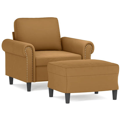 Poltrona con Poggiapiedi Marrone 60 cm in Velluto | homemem39