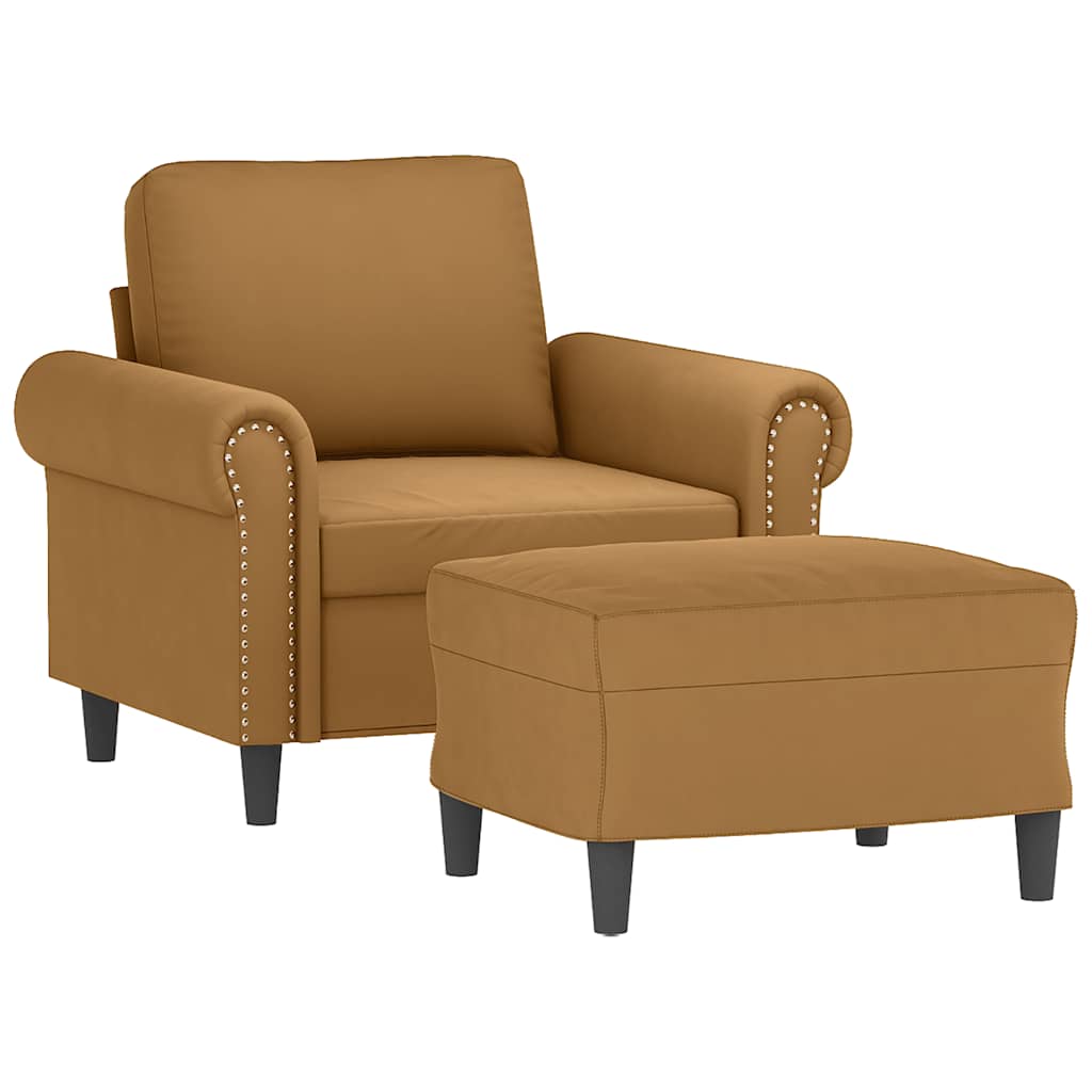 Poltrona con Poggiapiedi Marrone 60 cm in Velluto | homemem39