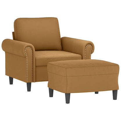 Poltrona con Poggiapiedi Marrone 60 cm in Velluto | homemem39