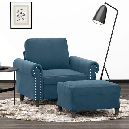 Poltrona con Poggiapiedi Blu 60 cm in Velluto