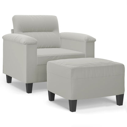 Poltrona con Poggiapiedi Grigio chiaro 60 cm Tessuto Microfibra | homemem39