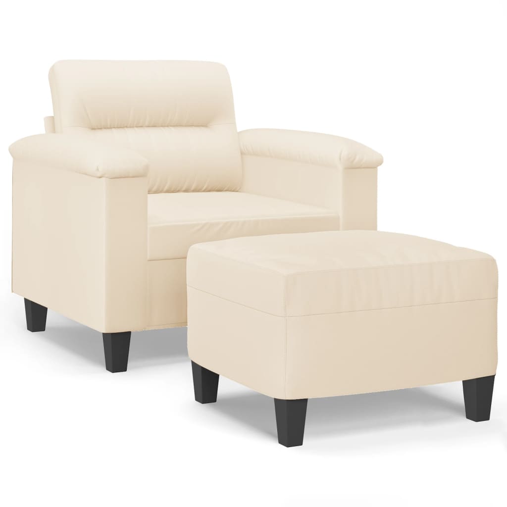 Poltrona con Poggiapiedi Beige 60 cm in Tessuto Microfibra | homemem39