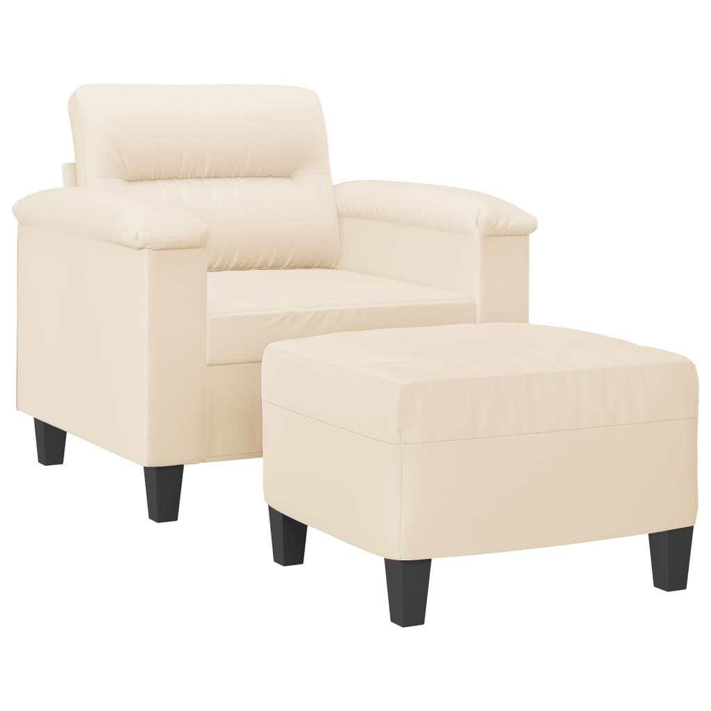 Poltrona con Poggiapiedi Beige 60 cm in Tessuto Microfibra | homemem39