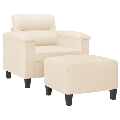 Poltrona con Poggiapiedi Beige 60 cm in Tessuto Microfibra | homemem39