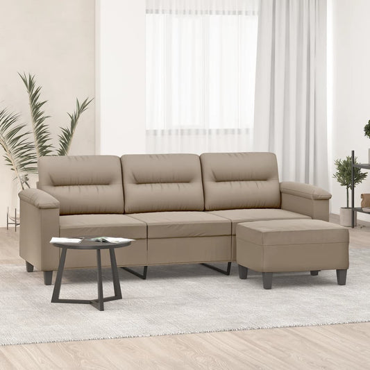 Divano a 3 Posti con Poggiapiedi tortora 180 cm Microfibra | homemem39
