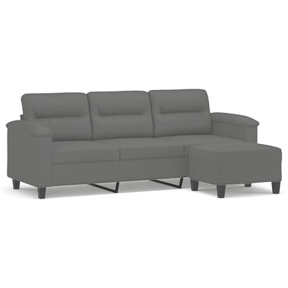 Divano a 3 Posti con Poggiapiedi Grigio Scuro 180 cm Microfibra | homemem39