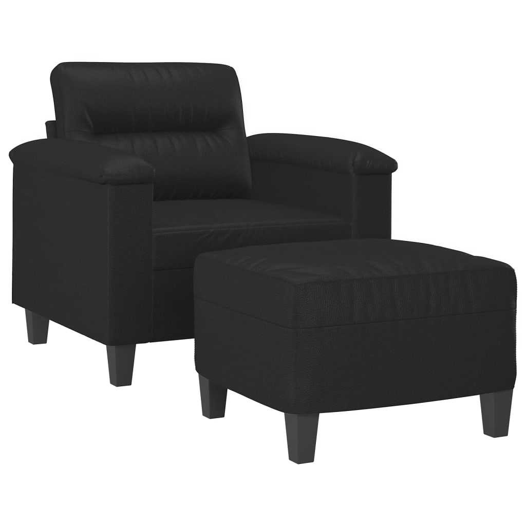 Poltrona con Poggiapiedi Nero 60 cm in Similpelle | homemem39