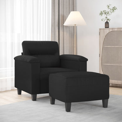 Poltrona con Poggiapiedi Nero 60 cm in Similpelle | homemem39