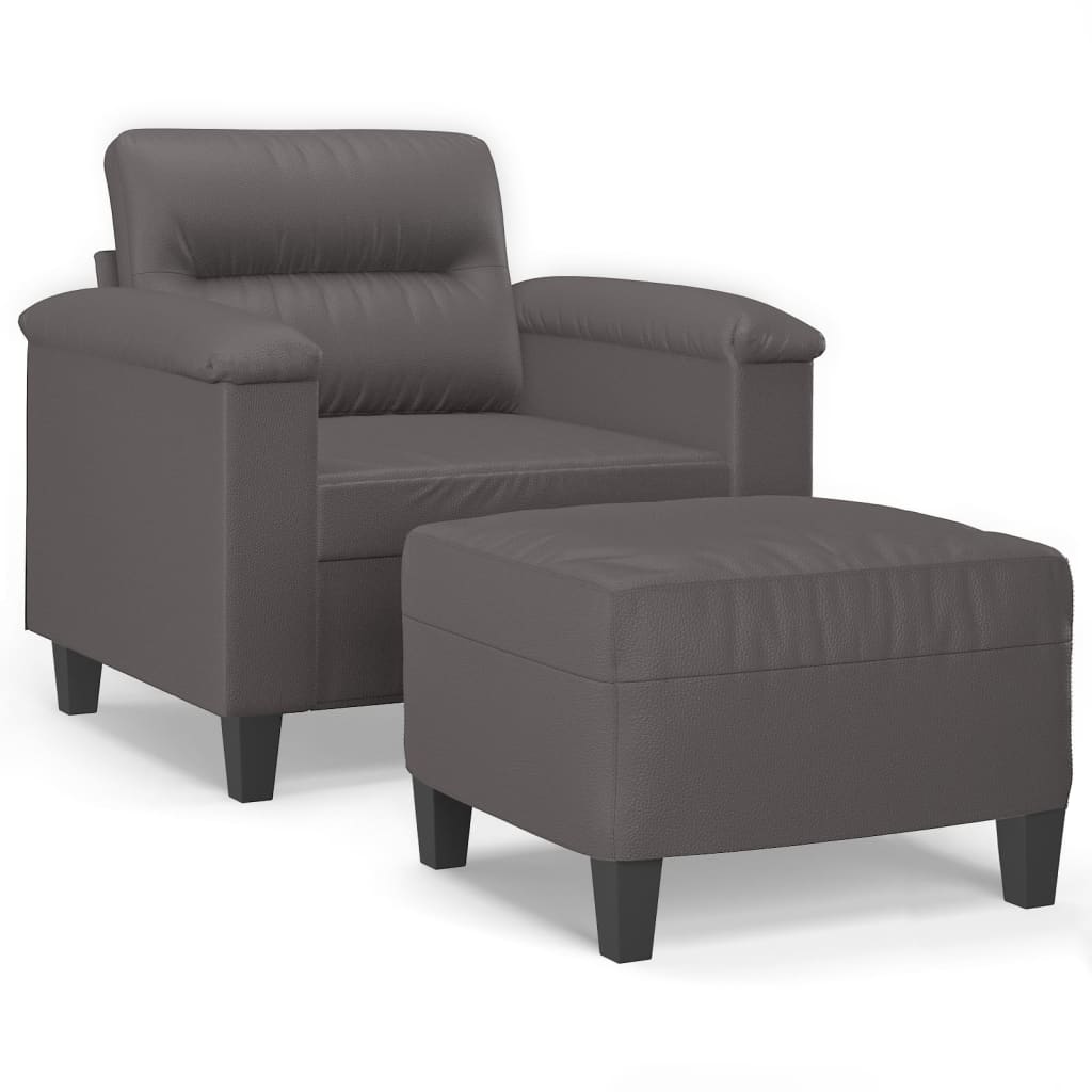 Poltrona con Poggiapiedi Grigio 60 cm in Similpelle | homemem39