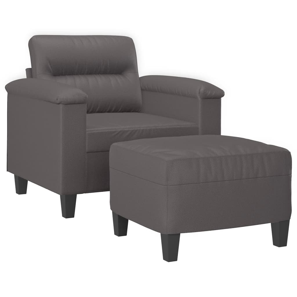 Poltrona con Poggiapiedi Grigio 60 cm in Similpelle | homemem39