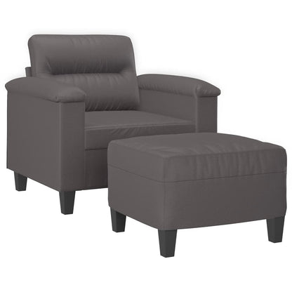 Poltrona con Poggiapiedi Grigio 60 cm in Similpelle | homemem39