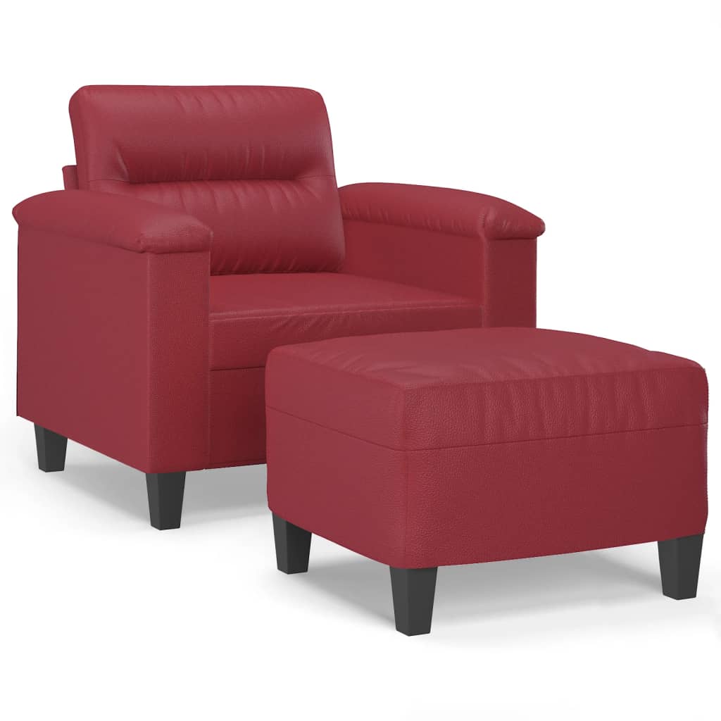 Poltrona con Poggiapiedi Rosso Vino 60 cm in Similpelle | homemem39