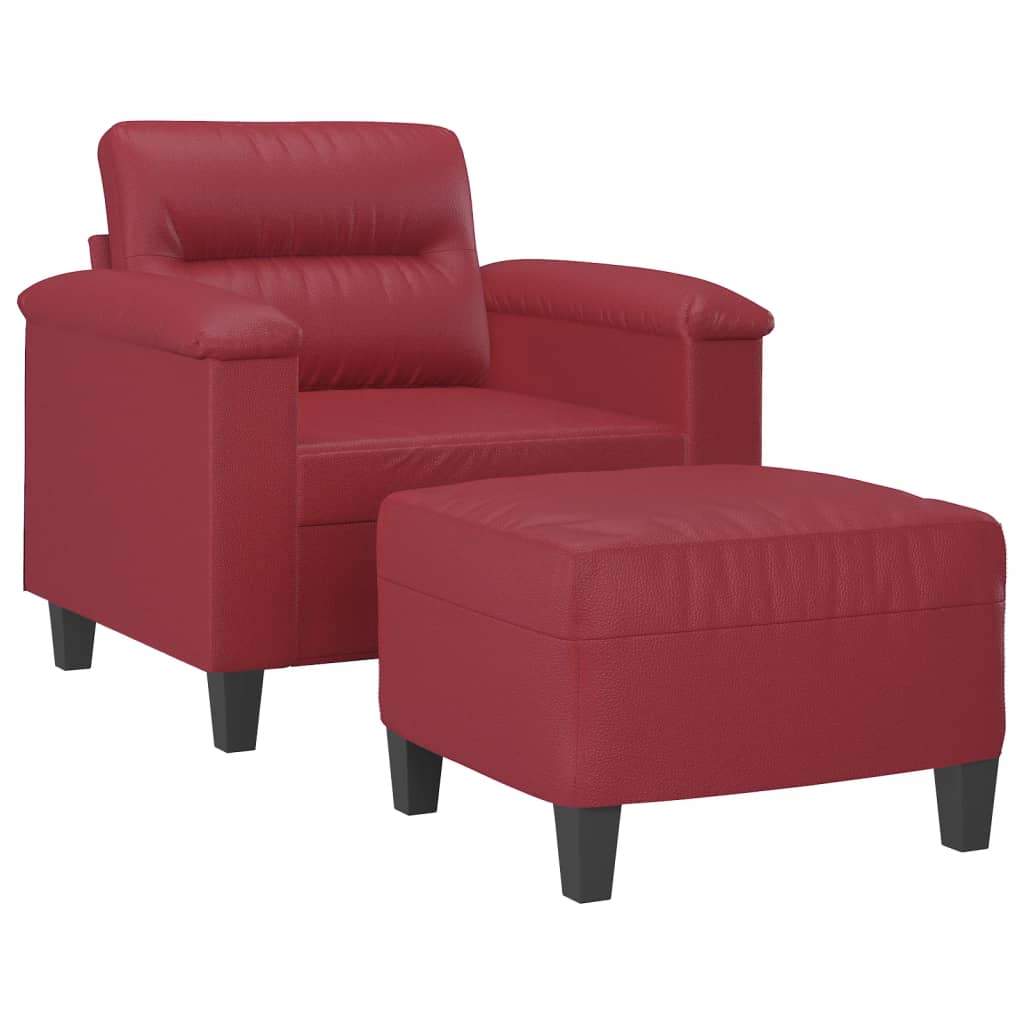 Poltrona con Poggiapiedi Rosso Vino 60 cm in Similpelle | homemem39