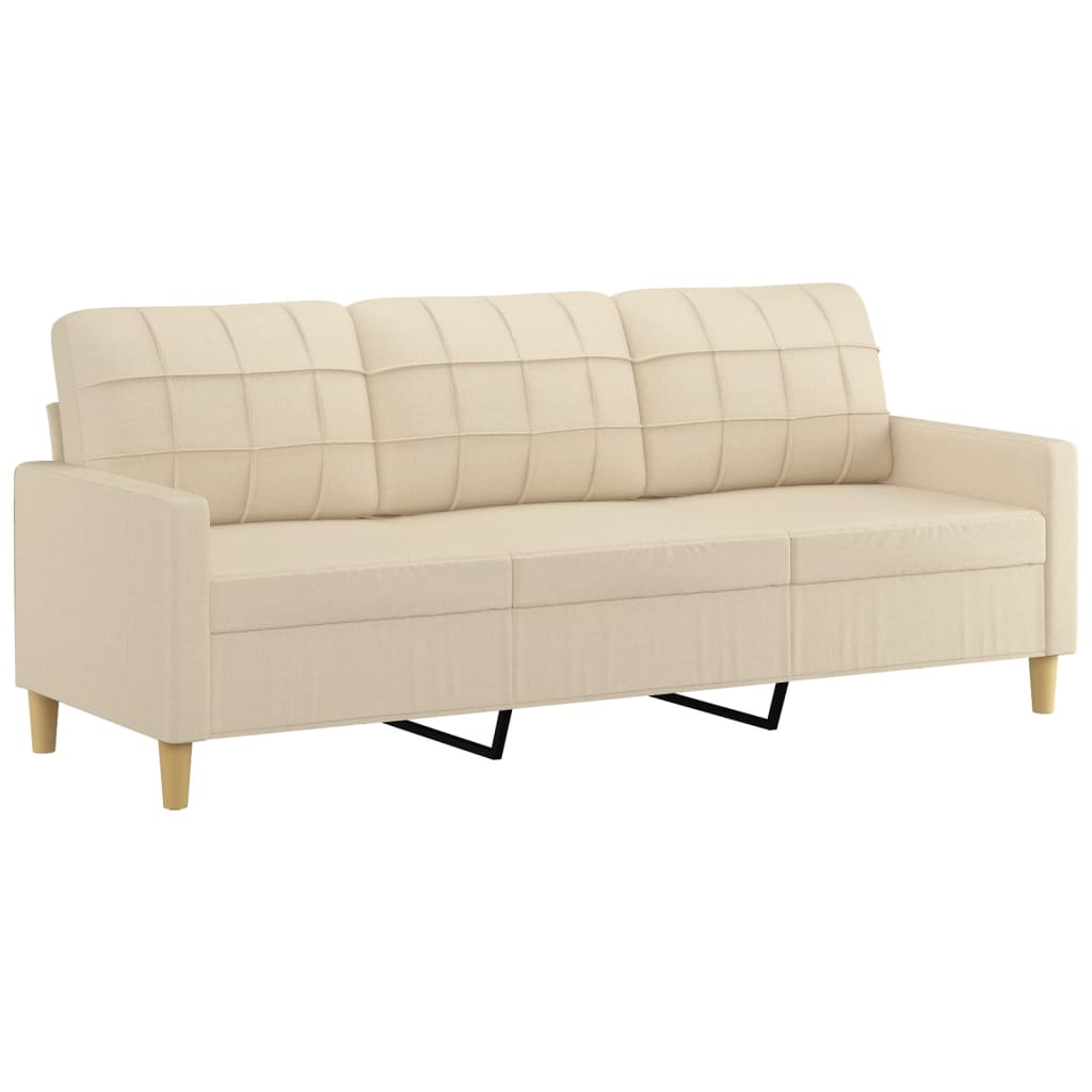 Set di Divani 3 pz con Cuscini Crema in Tessuto | homemem39