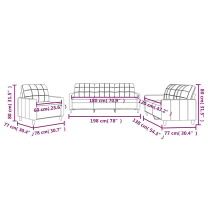 Set di Divani 3 pz con Cuscini Crema in Tessuto | homemem39