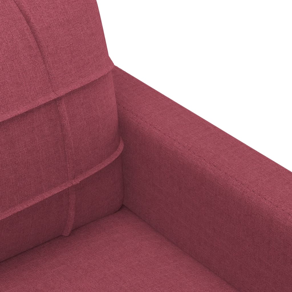 Set di Divani 3 pz con Cuscini Rosso Vino in Tessuto | homemem39