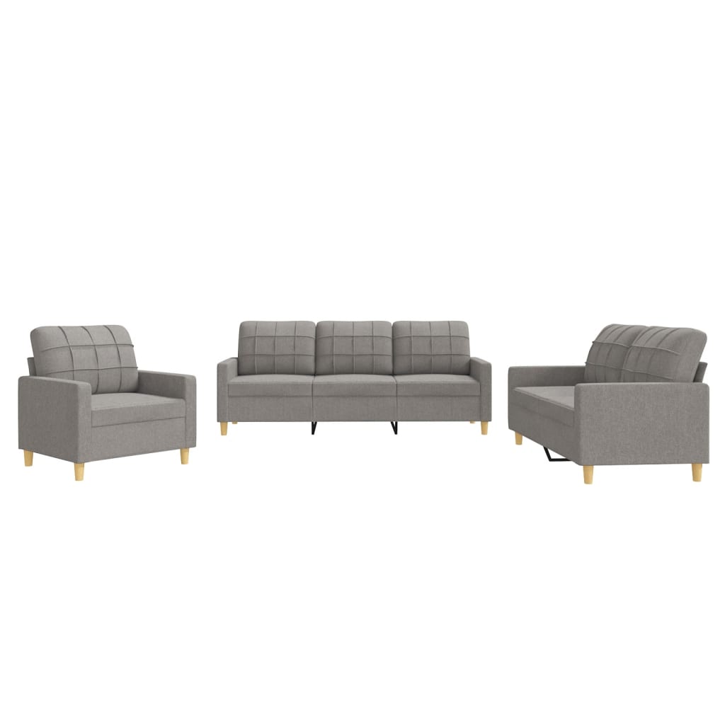 Set di Divani 3 pz con Cuscini Tortora in Tessuto | homemem39