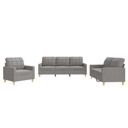 Set di Divani 3 pz con Cuscini Tortora in Tessuto | homemem39