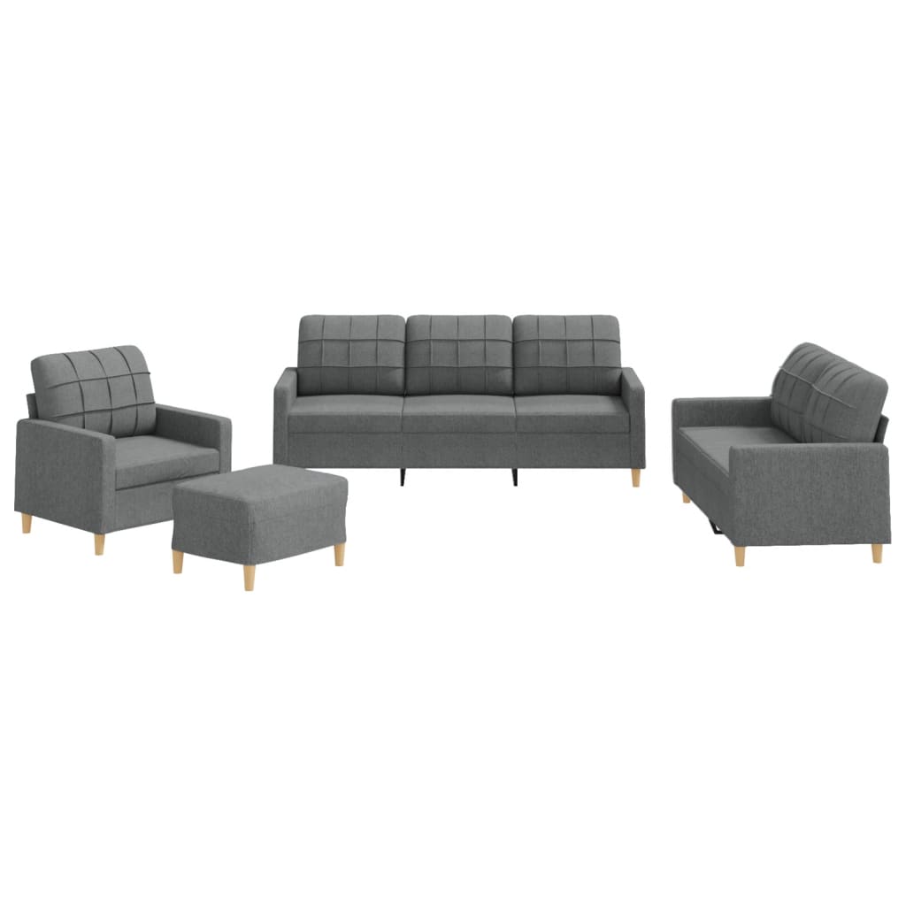 Set di Divani 4 pz con Cuscini Grigio Scuro in Tessuto | homemem39