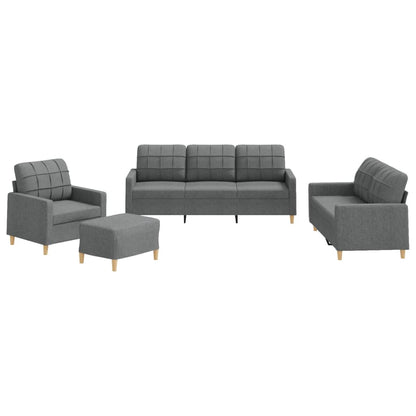 Set di Divani 4 pz con Cuscini Grigio Scuro in Tessuto | homemem39