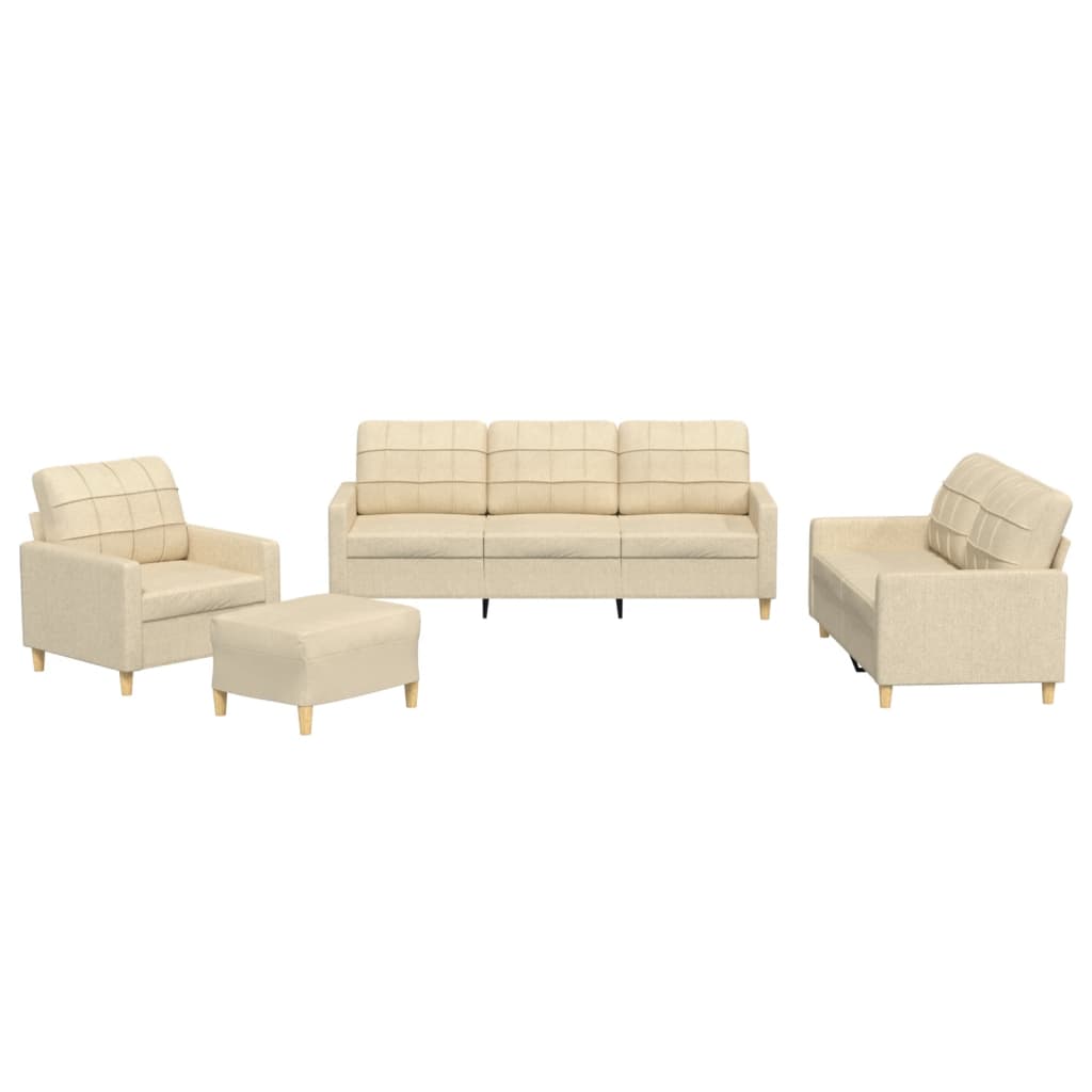 Set di Divani 4 pz con Cuscini Crema in Tessuto | homemem39