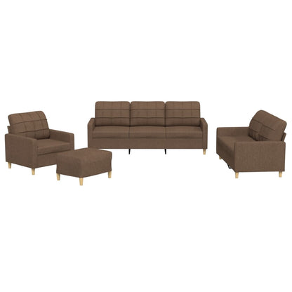 Set di Divani 4 pz con Cuscini Marrone in Tessuto | homemem39