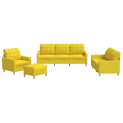 Set di Divani 4 pz con Cuscini Giallo Chiaro in Tessuto | homemem39