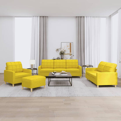 Set di Divani 4 pz con Cuscini Giallo Chiaro in Tessuto | homemem39