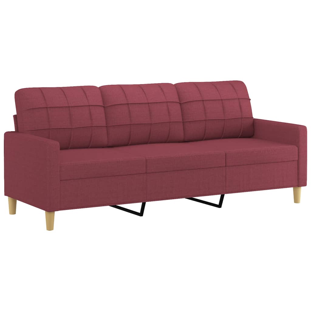 Set di Divani 4 pz con Cuscini Rosso Vino in Tessuto | homemem39