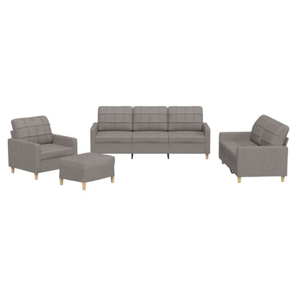 Set di Divani 4 pz con Cuscini Tortora in Tessuto | homemem39