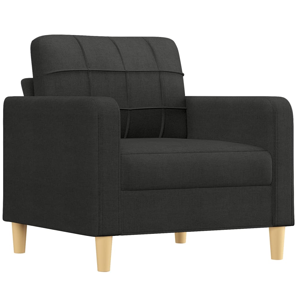 Set Divani 3 pz con Cuscini Nero in Tessuto | homemem39