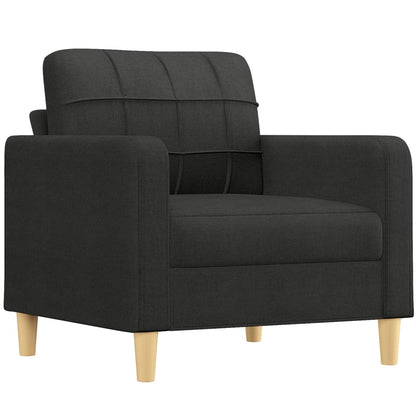 Set Divani 3 pz con Cuscini Nero in Tessuto | homemem39