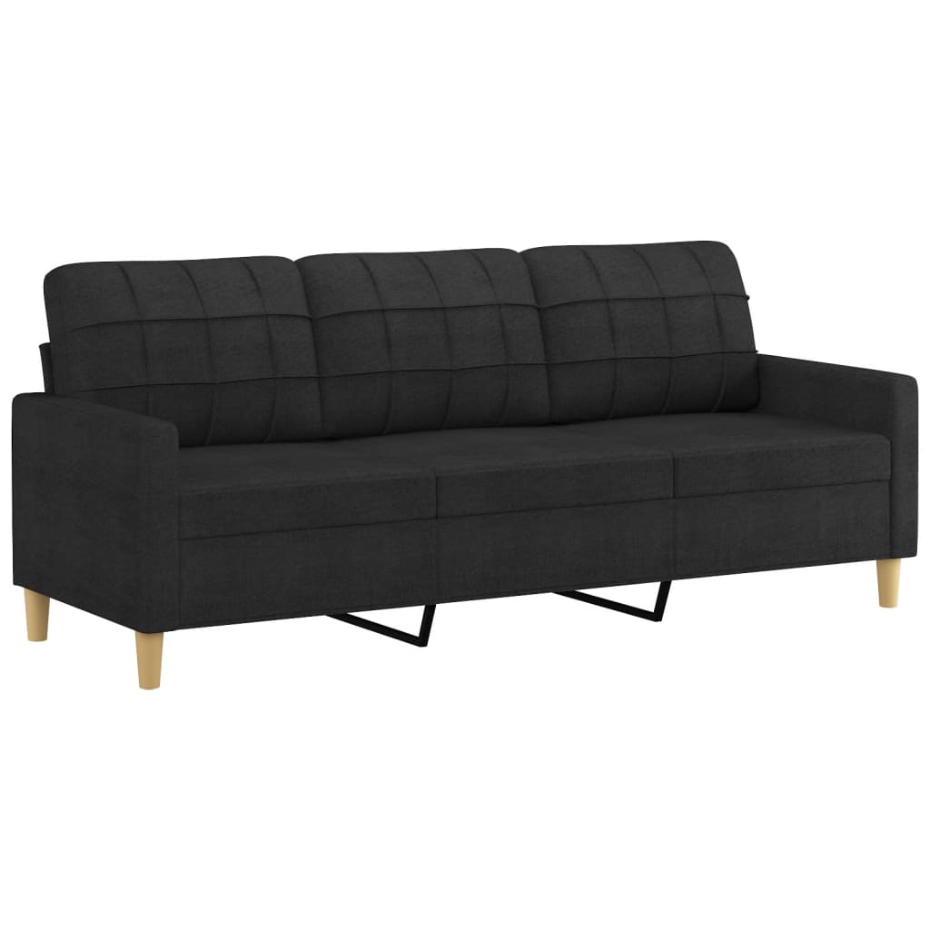Set Divani 3 pz con Cuscini Nero in Tessuto | homemem39