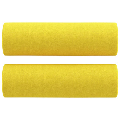 Set di Divani 3 pz con Cuscini Giallo Chiaro in Tessuto